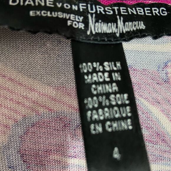 Diane Von Furstenberg Wrap Dress 100% Silk Cuffed Sleeves Fuschia 4 - Picture 4 of 5